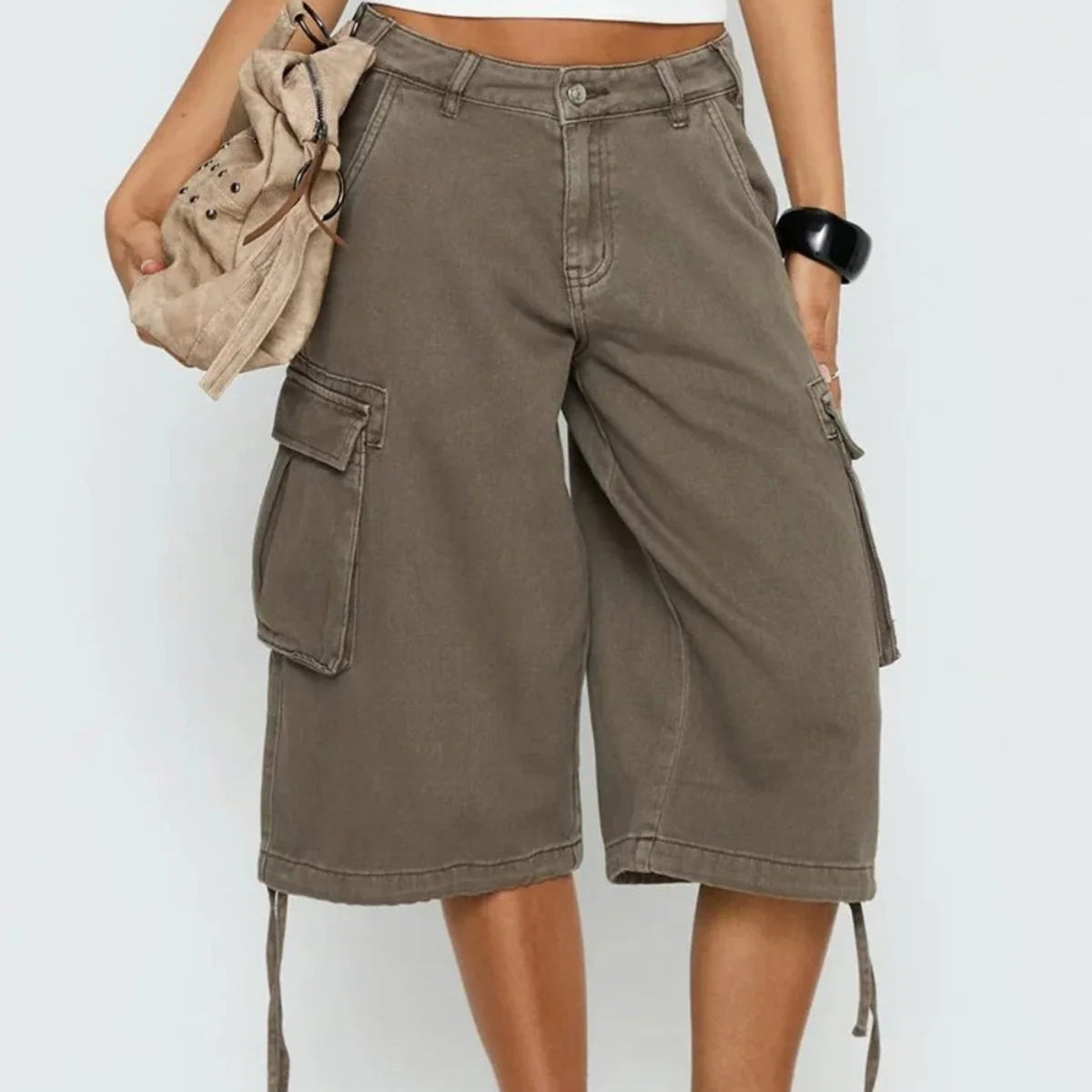 Women’s Camouflage Cargo Shorts Relaxed Wide-Leg Style 6