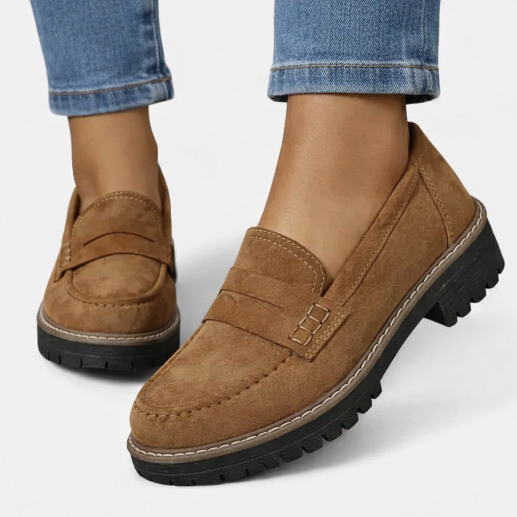 Women’s Loafers Soft Suede Slip-On Design with Low Block Heel 0