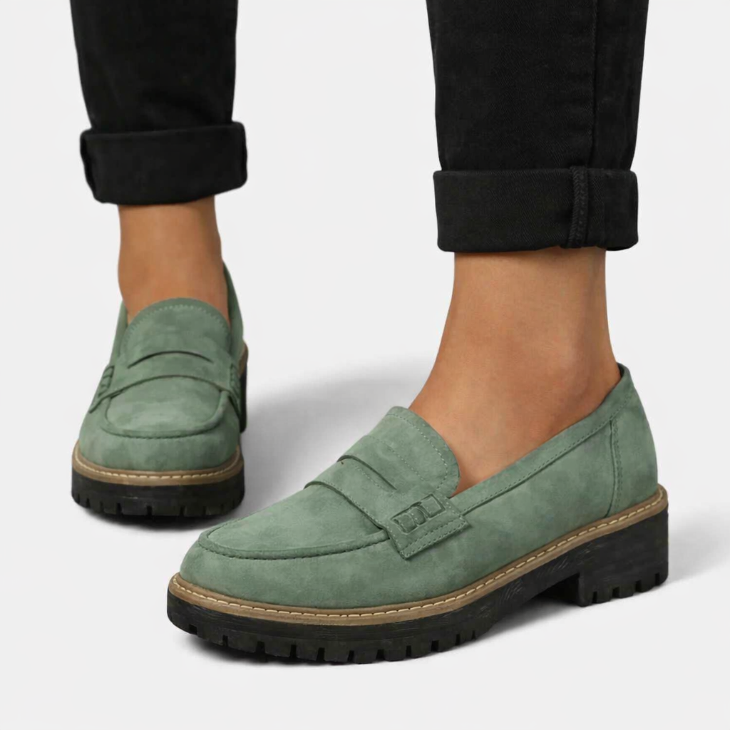 Women’s Loafers Soft Suede Slip-On Design with Low Block Heel 1