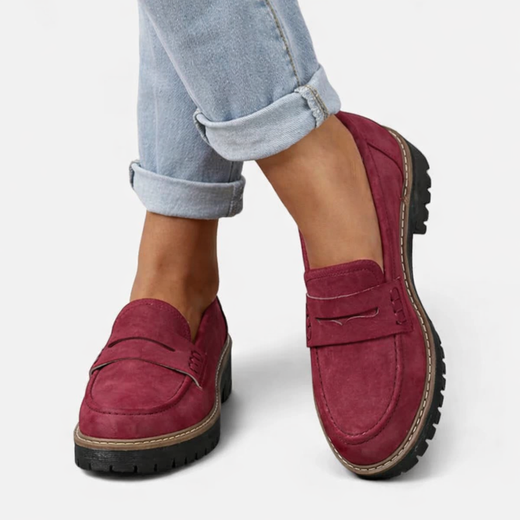 Women’s Loafers Soft Suede Slip-On Design with Low Block Heel 2