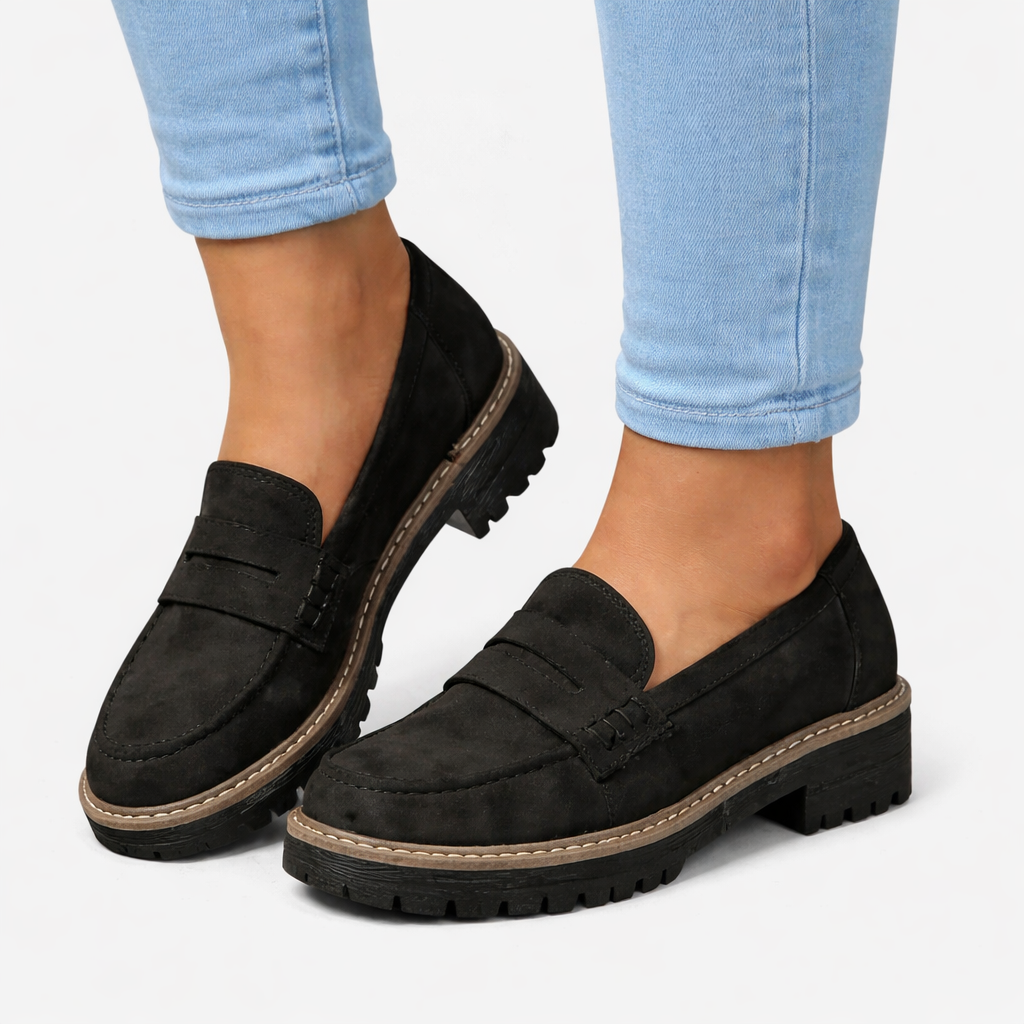 Women’s Loafers Soft Suede Slip-On Design with Low Block Heel 3