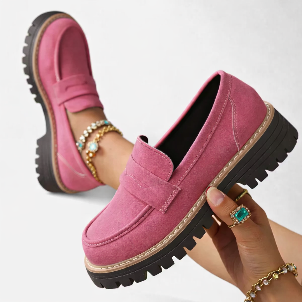 Women’s Loafers Soft Suede Slip-On Design with Low Block Heel 4