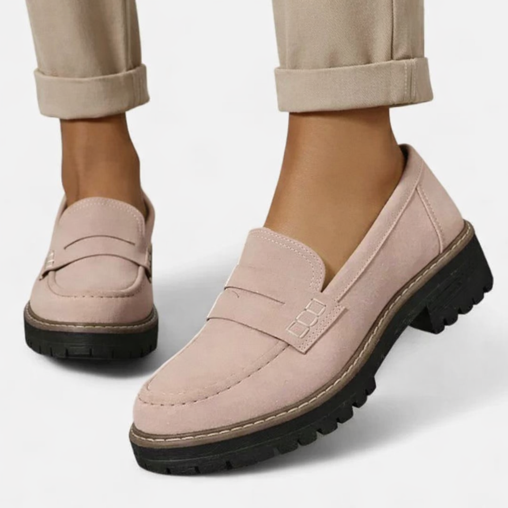 Women’s Loafers Soft Suede Slip-On Design with Low Block Heel 6