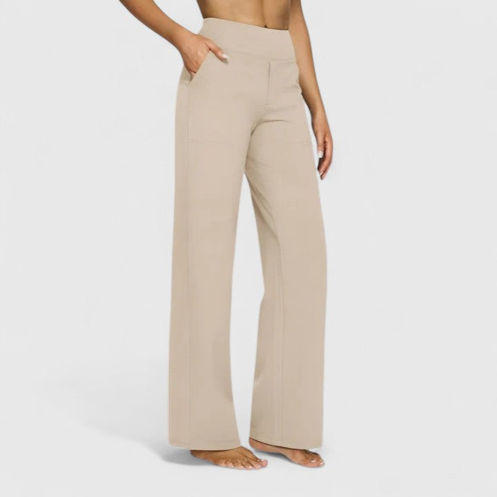 Women’s Wide Leg Pants with Sophisticated Wide Waistband and Pockets 0