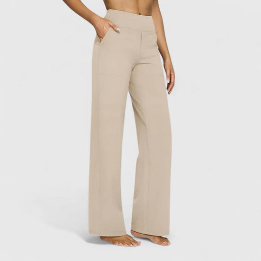 Women’s Wide Leg Pants with Sophisticated Wide Waistband and Pockets 0