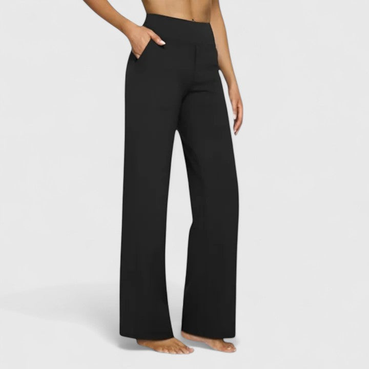 Women’s Wide Leg Pants with Sophisticated Wide Waistband and Pockets 1