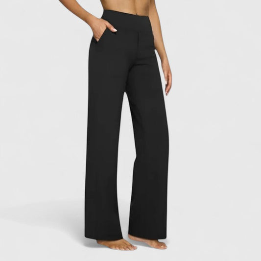 Women’s Wide Leg Pants with Sophisticated Wide Waistband and Pockets 1