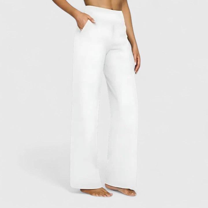 Women’s Wide Leg Pants with Sophisticated Wide Waistband and Pockets 2