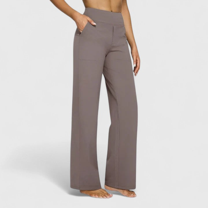 Women’s Wide Leg Pants with Sophisticated Wide Waistband and Pockets 3