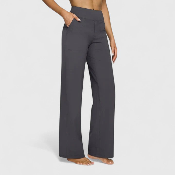 Women’s Wide Leg Pants with Sophisticated Wide Waistband and Pockets 4