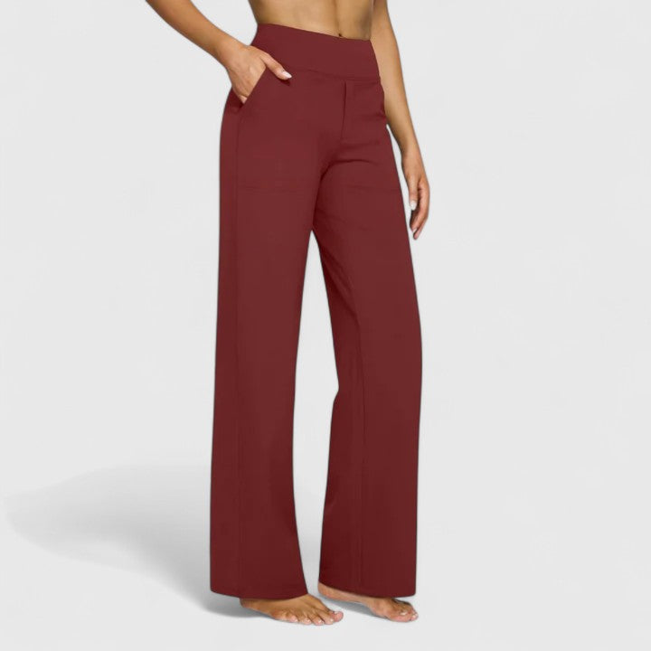 Women’s Wide Leg Pants with Sophisticated Wide Waistband and Pockets 5