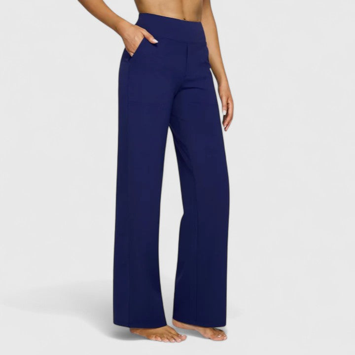 Women’s Wide Leg Pants with Sophisticated Wide Waistband and Pockets 6