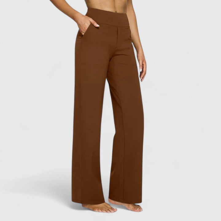 Women’s Wide Leg Pants with Sophisticated Wide Waistband and Pockets 7
